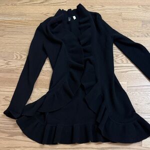 Forte Cashmere black open front cardigan